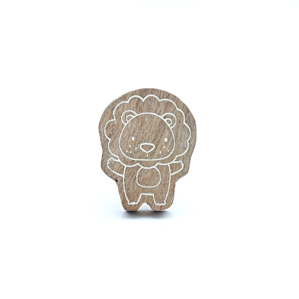 Kids Handmade Mango Wood Lion Knob